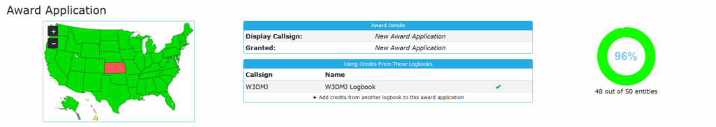 Award status - missing Kansas and Hawaii